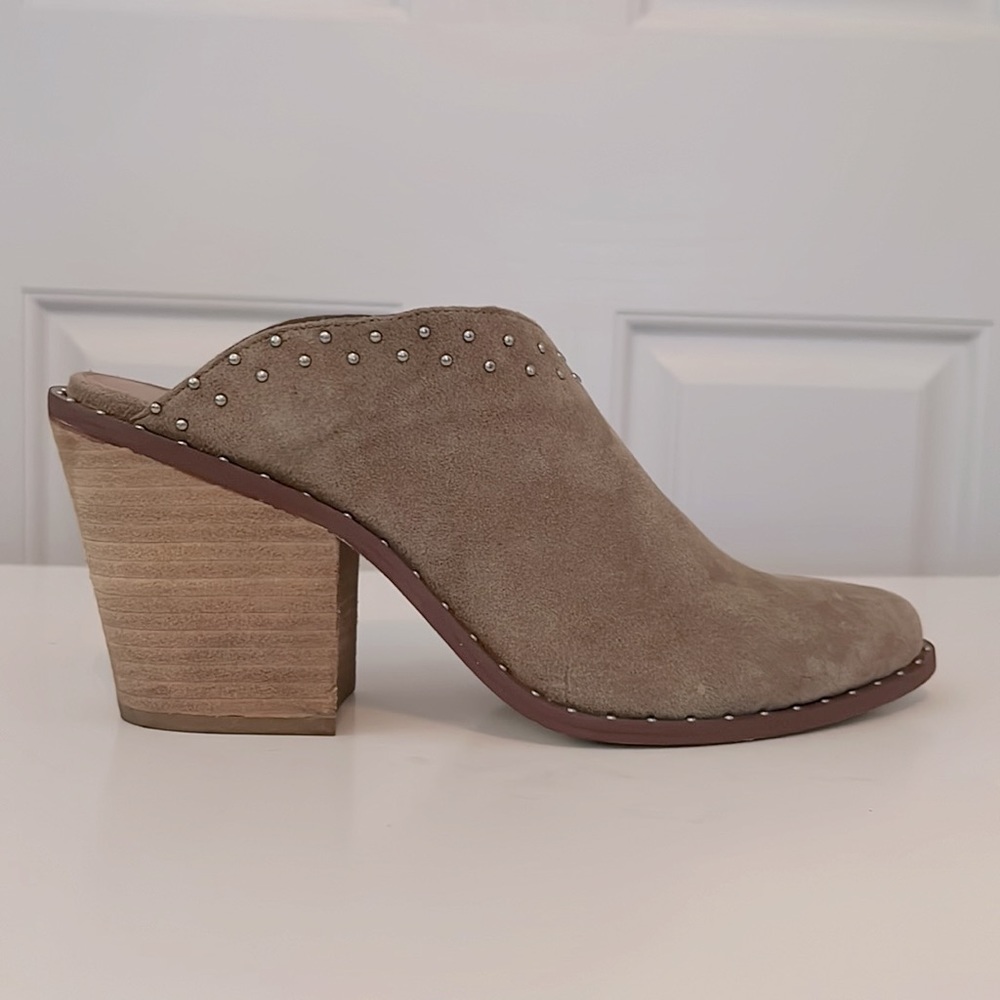 Chinese Laundry Saybrook Suede Mules, Mink, Size 10